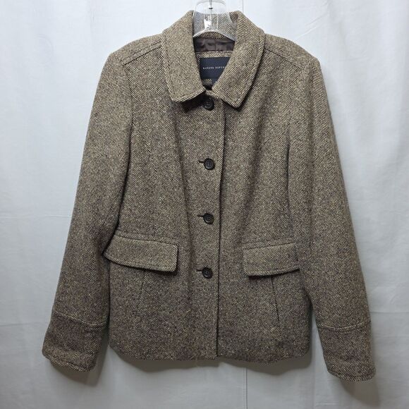 Banana Republic Blazer Womens M Brown Wool Tweed Jacket Lined Sport Coat Preppy - Picture 1 of 11
